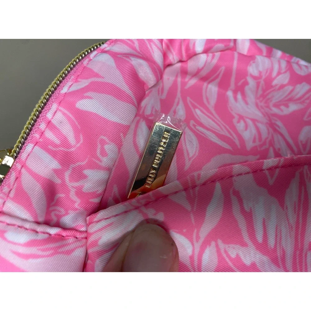 Lilly Pulitzer Pink White Floral Makeup Bag Cosmetic Travel Pouch Vacation